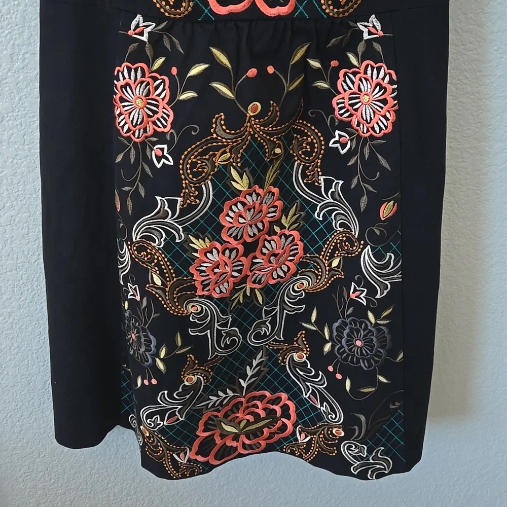 Anthropologie Moulinette Soeurs Embroidered Perennial Dress Black Floral Sz 10 - Picture 6 of 14